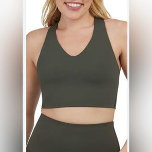 Spanx green razor back sports bra size medium workout gym yoga athletic‎